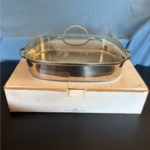 Stainless Steel Roasting Pan with Glass Lid